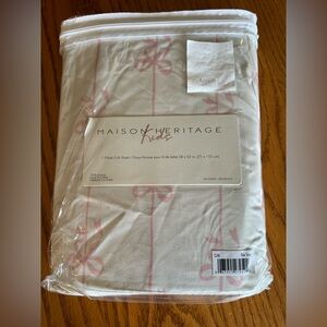 Maison Heritage Kids Pink Bows Fitted Crib Sheet